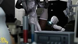 whoa, that huge ass robot chick taking the hung alien's monster cock part 1!