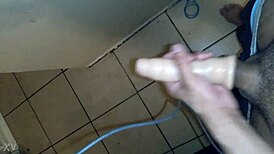 latina teases her tight pussy with monster dildo in solo masturbation frenzy