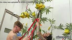 Kinky sweetie anus stretched deepthroat ass to mouth in bdsm asylum therapy.