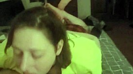 redhead slave deepthroats intensely on stomach
