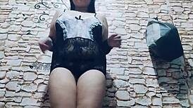 What if my feet and pussy rubbed this dildo in lingerie?