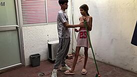 Cheating on girlfriend with skinny blonde stepsis feels so wrong yet hot