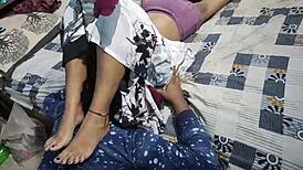 Sister-in-Law's Tight Saree Tempts Naughty Devar into Fingering Pussy Missionary Spooning Creampie