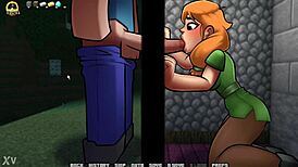 alex drops to her knees for a massive gloryhole suck in hornycraft