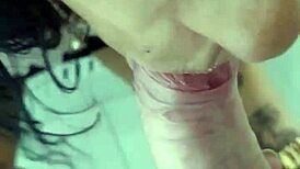 deepthroat blowjob ends with hot cum flooding her eager mouth
