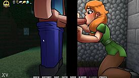 alex drops to her knees for a massive gloryhole suck in hornycraft