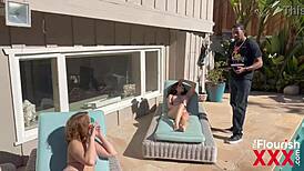 Petite Leana Lovings takes monster BBC poolside university episode 13