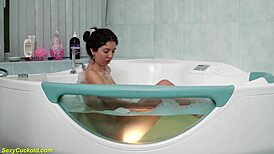 katty west soaks the bathtub fingering her tight shaved pussy to orgasm