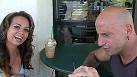 Wild sexy milf rides huge cock passionately with Barry Scott