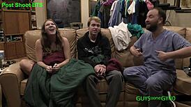 Nurse spreads patient's ass for deep anal fingering in gloves