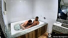 Milf Wife Couldn't Wait, Black Stud Creampies Her in Hydro Bath!