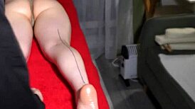 girl reveals pussy close-up during steamy massage