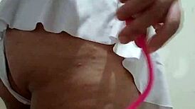 I bounce on huge dildo front and back screaming when orgasm hits hard!