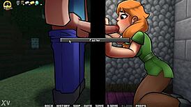 alex drops to her knees for a massive gloryhole suck in hornycraft