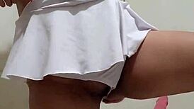 I bounce on huge dildo front and back screaming when orgasm hits hard!