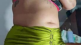 her swollen pussy stretches the tiny bikini in solo flashing tease