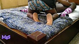 Amateur pornstar slave gets juicy pussy licked raw in bedroom BDSM