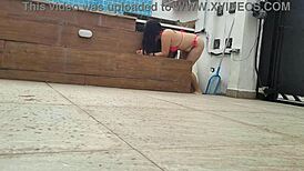 watching my sexy latina housewife ride bareback big cock moans deepthroat doggystyle cuckold rough