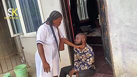 wanna see this nurse bend over for rough doggy pounding her hairy tight pussy