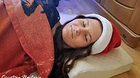 Russian Santa's naughty girl-next-door unwraps his gift under the tree