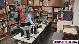 caught shoplifter teen pays with deepthroat on big cop cock