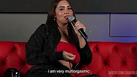 i fuck huge cocked fan live on tv before cuckold boyfriend eyes sara blonde