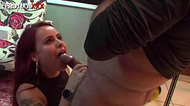 Hey redhead beauty, give that total oral in the private club?