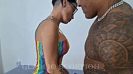 Hot milf sits on muscular cousin's thick black cock for wild ride