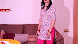 stepmom's creampie on karvachauth after stepson spots her changing? hindi audio