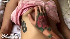Who's ready for that morning cumshot on sexy tattooed 18-year-old's natural tits?