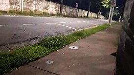 redhead amateur gives risky public street blowjob with dirty talk