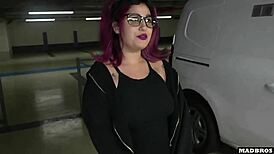 Slutty Chilean teen's fat ass wrecked anally in public lot threesome