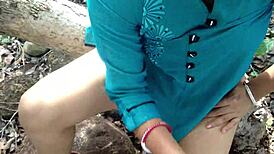 A stranger spots stepmom peeing in the forest and bends her over for raw outdoor doggy pounding.