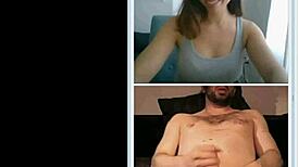 feels so good watching this cute teen brunette flash her tits and help jerk that cock on webcam