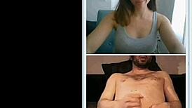 feels so good watching this cute teen brunette flash her tits and help jerk that cock on webcam