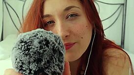 Redhead girlfriend whispers erotic asmr joi with english subs urging you to relax and cum