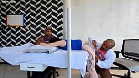 Heart pounding as doctor fucks wife beside clueless husband