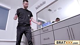 Pretty 18+ teen cosplays black cat riding monster cock deepthroat style 😻