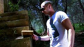 Lora Row's outdoor amateur pounding builds to explosive facial cumshot