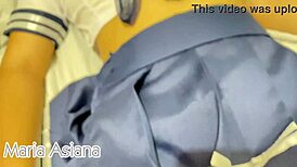 Step Daughter Fingers Shaved Pussy Dripping Cum in Secret Solo Session