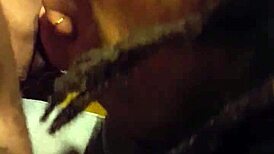 TOPLESS EBONY SUCKS MONSTER BLACK COCK DEEP!