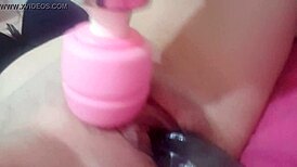 big pussy milf vibes swollen clit with fat dildo and massager till she squirts