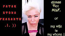 mature whore moans loud playing tongue games with dildo and buttplug