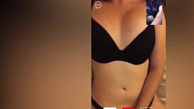 this hot brunette stranger on cam can't stop watching me stroke my hard cock slowly