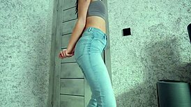 I'm busting desperate pee into soaked wet jeans!!