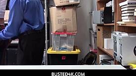 shoplifter bella rolland's wet pussy meets burglar big dick in garage punishment