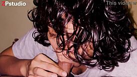 frida sucks sensually then gulps my huge load right in her hot mouth