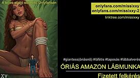 This tall amazon femdom crushes cock under huge feet in hungarian audio session