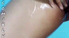 Colombian cutie Bluee Official flashes juicy pussy wondering if you want it dirty or cleaned up