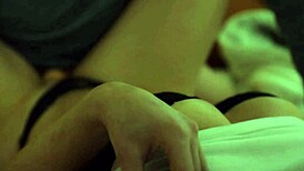 Real couple shares intimate sex in jeans black bra panties